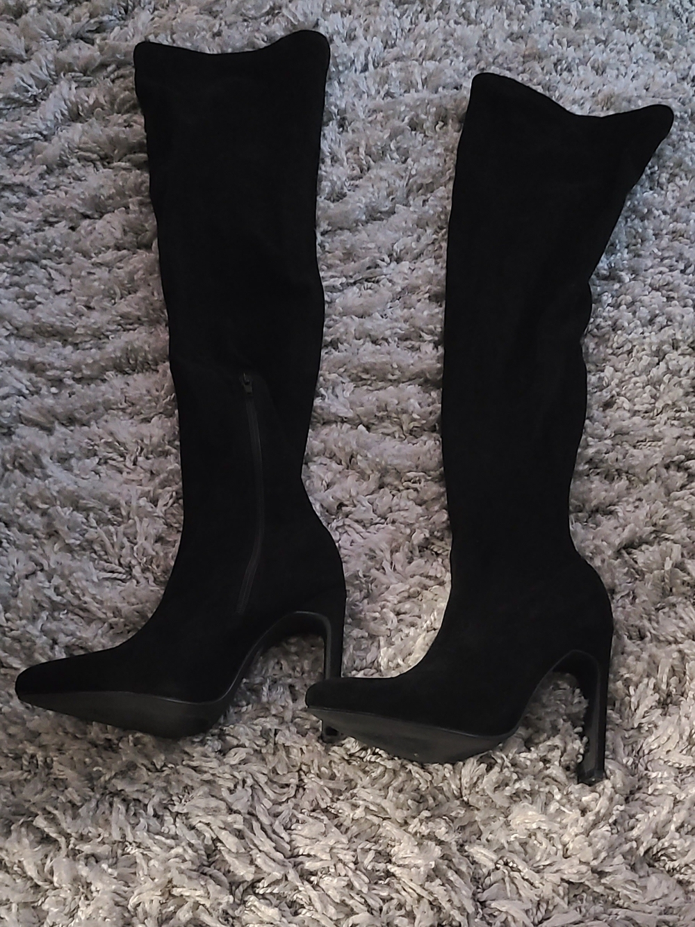 Over-the-Knee Black Suede High Heel Boots